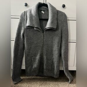Jcrew cardigan with double zipper and double collar